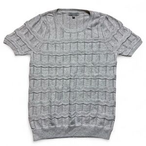 Grey Cable Knit Short Sleeve Sweater Womens Size Medium